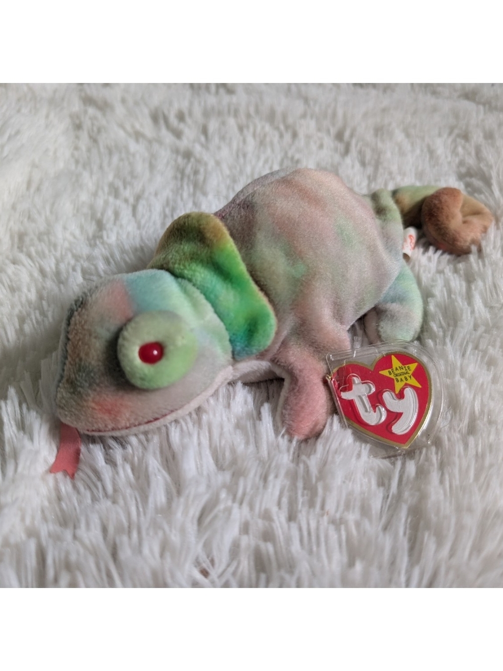 Ty Beanie Baby 1997 Rainbow Chameleon Iguana Plushie Stuffie